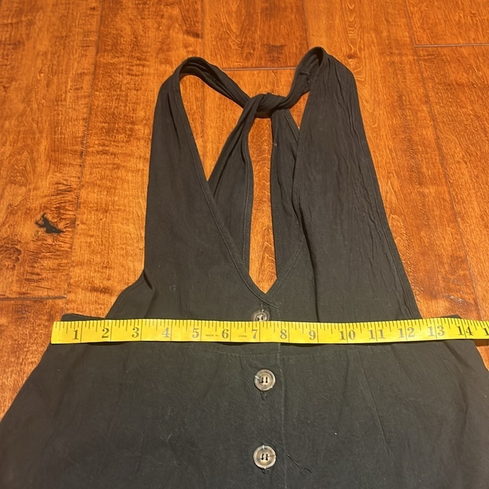 Sienna Sky Cotton Look Button Sleeveless Crop Jumpsuit Black Size M - Picture 5 of 9